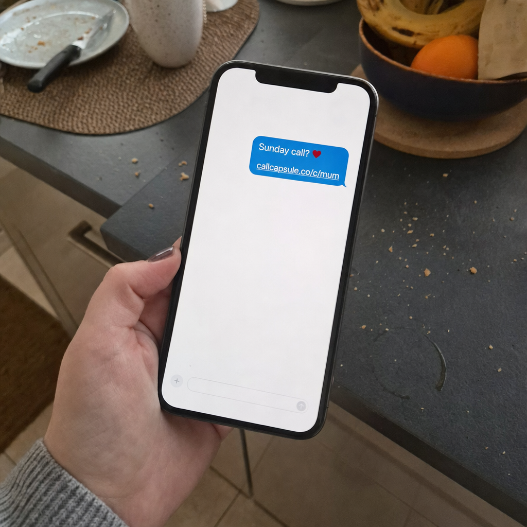 A text message with a CallCapsule link